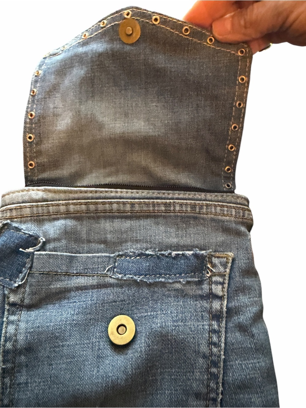 Myra Bag Light Blue Denim Crossbody with Brown Strap - Picture 2 of 10